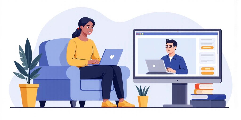 Stylizowany obraz osoby konsultującej się z dietetykiem online na laptopie