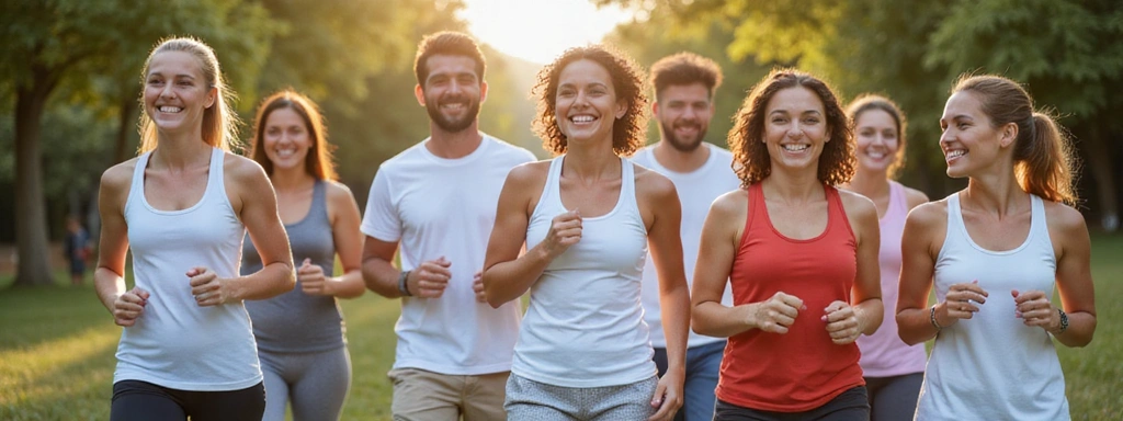 Diverse group of happy, healthy people, smiling and active